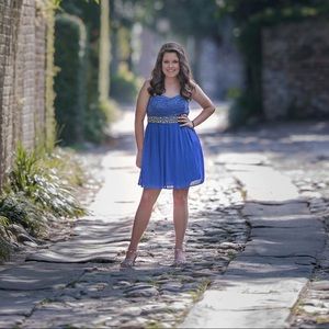 Blue Strapless PROM Dress